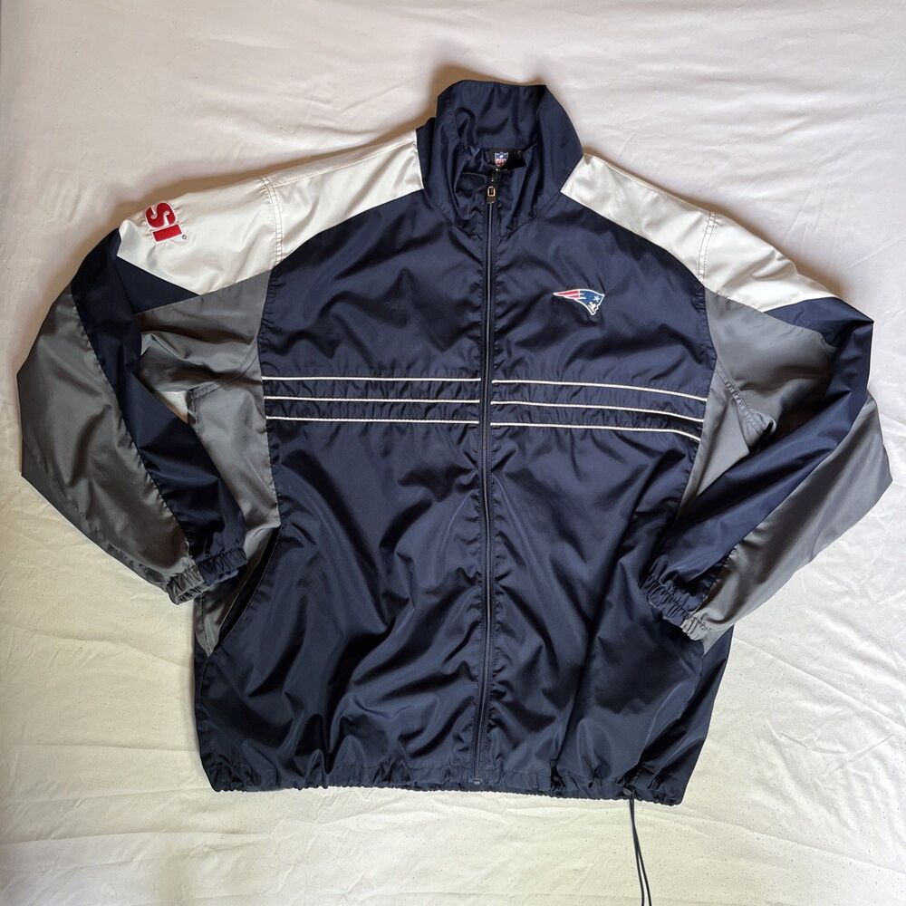 New England Patriots Jacket Mens 2XL Blue NFL Football Full Zip Dunbrooke READ